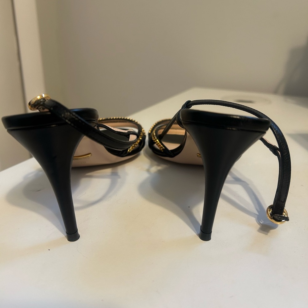 Gucci Black and Gold Chain Heels - Picture 6 of 10